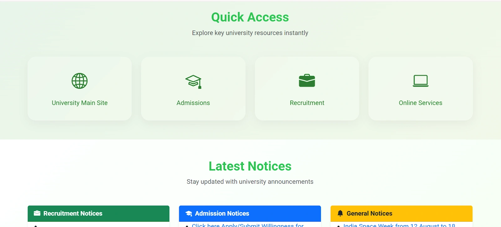 BFUHS University Quick Access Section.webp