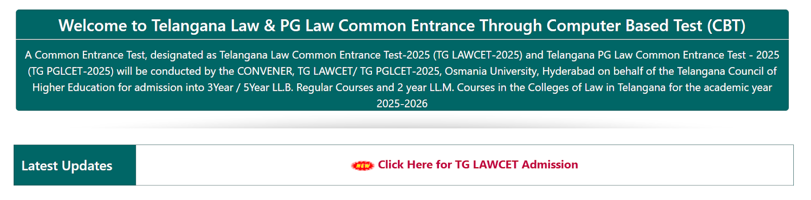 Telangana LAWCET and PGLCET 2025 admission portal.png
