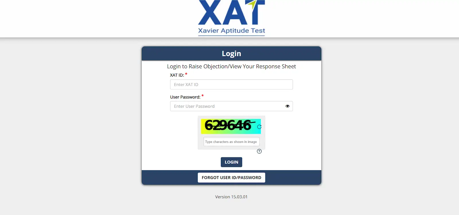 XAT 2026 portal, click on the tab XAT key and objection form.webp
