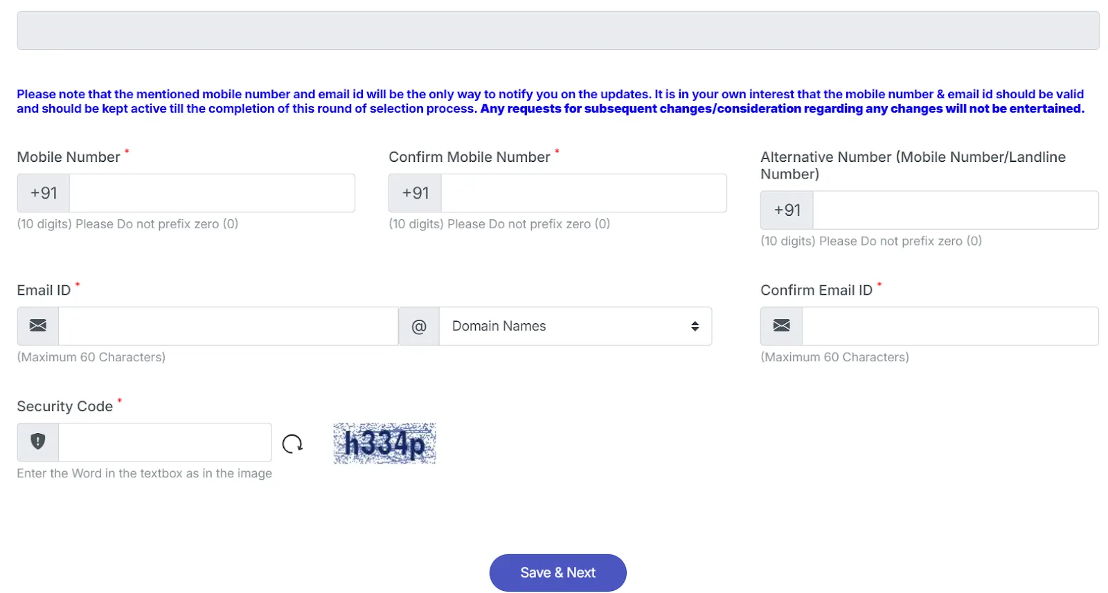 RBI online application contact details form.webp