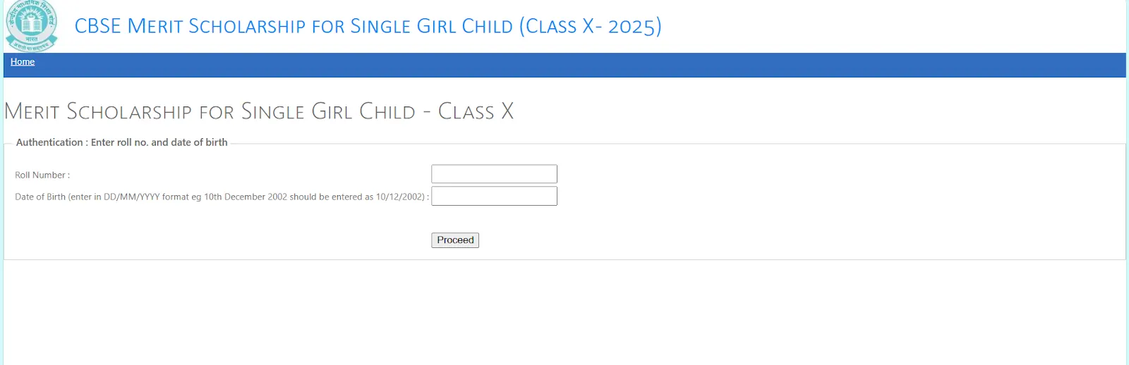 CBSE Single Girl Child Scholarship 2025 login page.webp