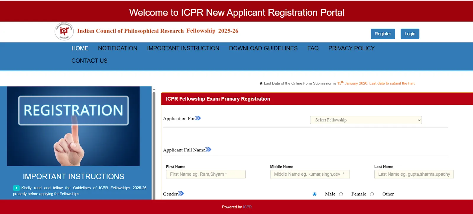 ICPR New Applicant Registration Portal.webp