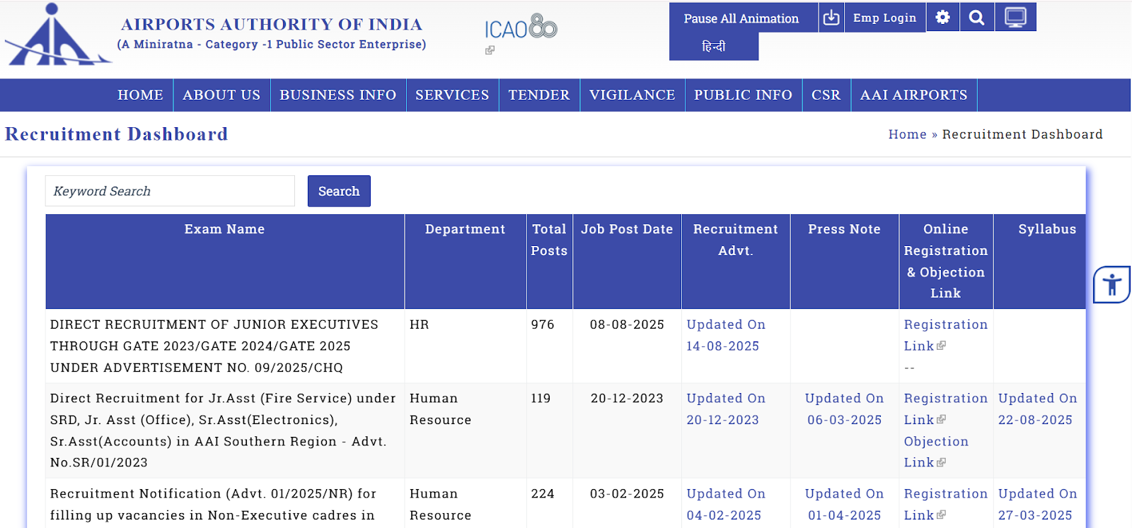 Click on the first link registration AAI Junior Executive.png