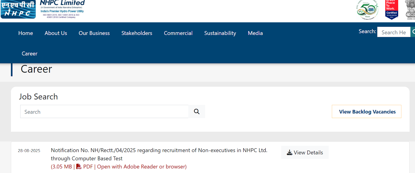 NHPC Career Page – Job Search and Recruitment Notification.png