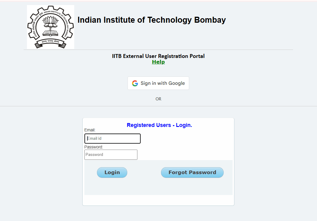 IIT Bombay External User Registration Portal login page.webp