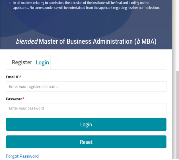 IIM Lucknow MBA admission portal login page.png