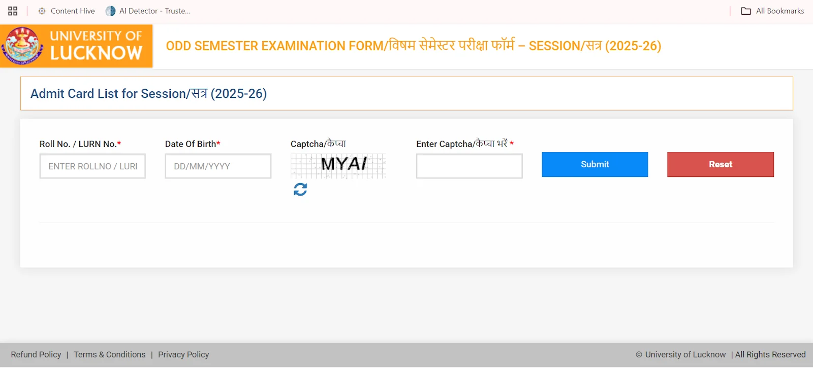 University of Lucknow admit card portal.webp