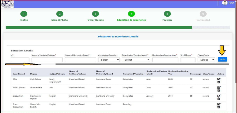 Insert educational information Add and Click Next page.webp