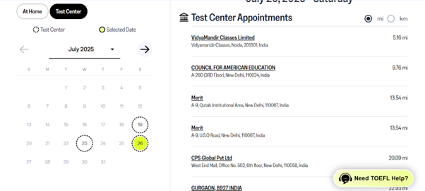 Choose a TOEFL Date