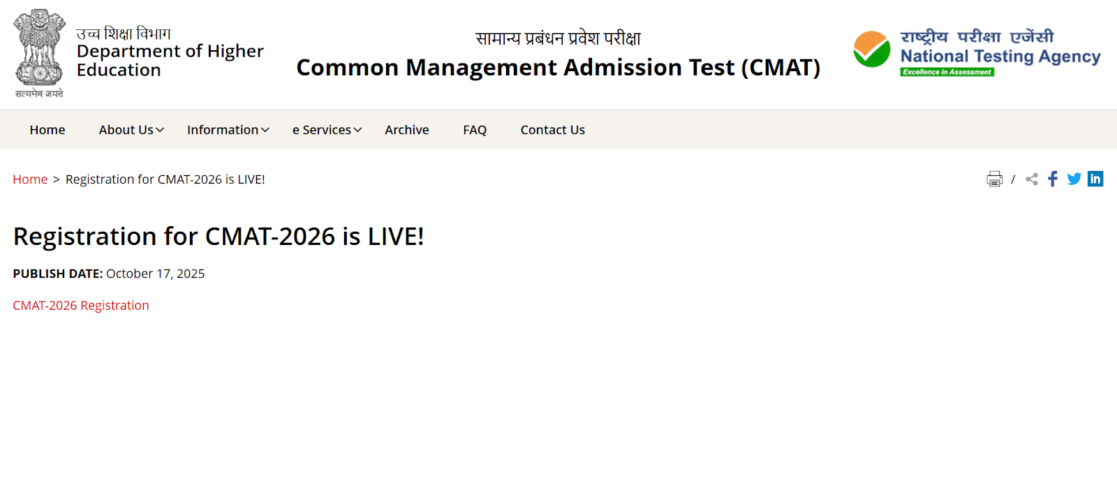 CMAT 2026 Registration and Application Process