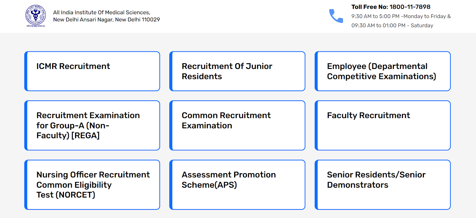 AIIMS Delhi Recruitment Exam Categories 2025.png