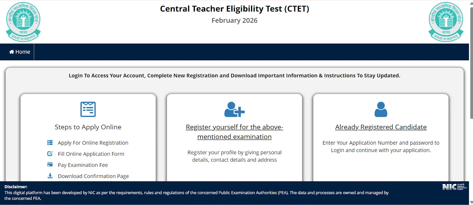 CTET Feb 2026 registration login page.webp