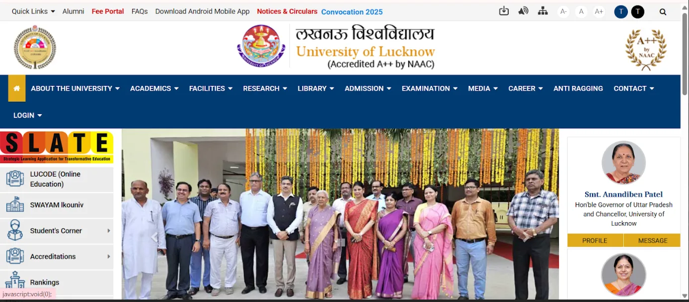 Lucknow University official website.webp
