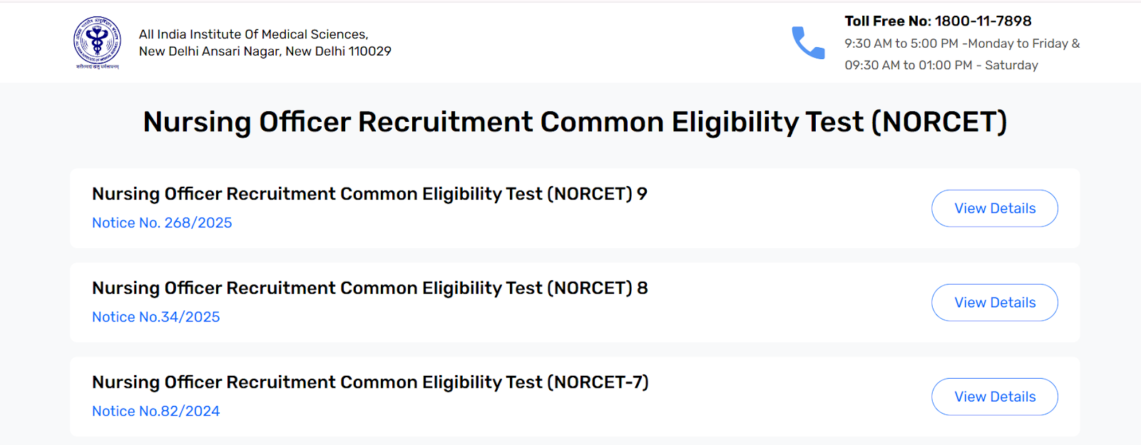 AIIMS NORCET Nursing Officer Recruitment Notices 2025.png