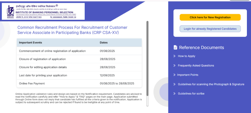 IBPS Customer Service Associate Recruitment Schedule and Registration.png