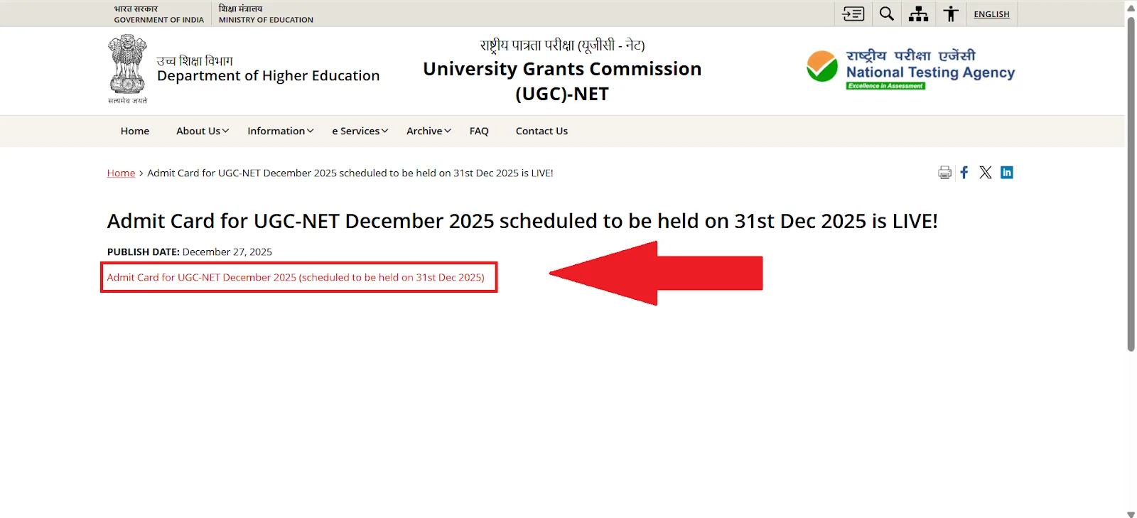 Admit Card for UGC-NET December 2025 (scheduled to be held on 31st Dec 2025).webp