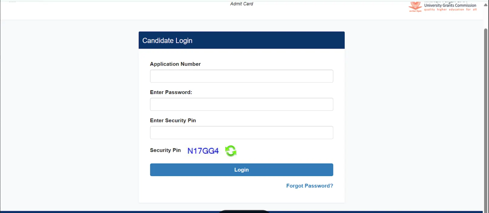 UGC-NET 2025 Admit Card Login Page.webp