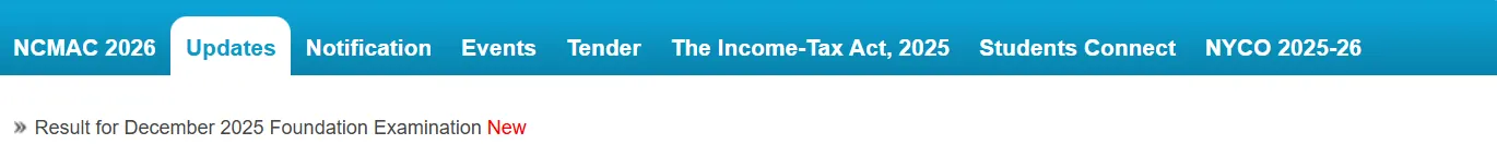 NCMAC 2026 updates showing December 2025 Foundation exam result notification.webp