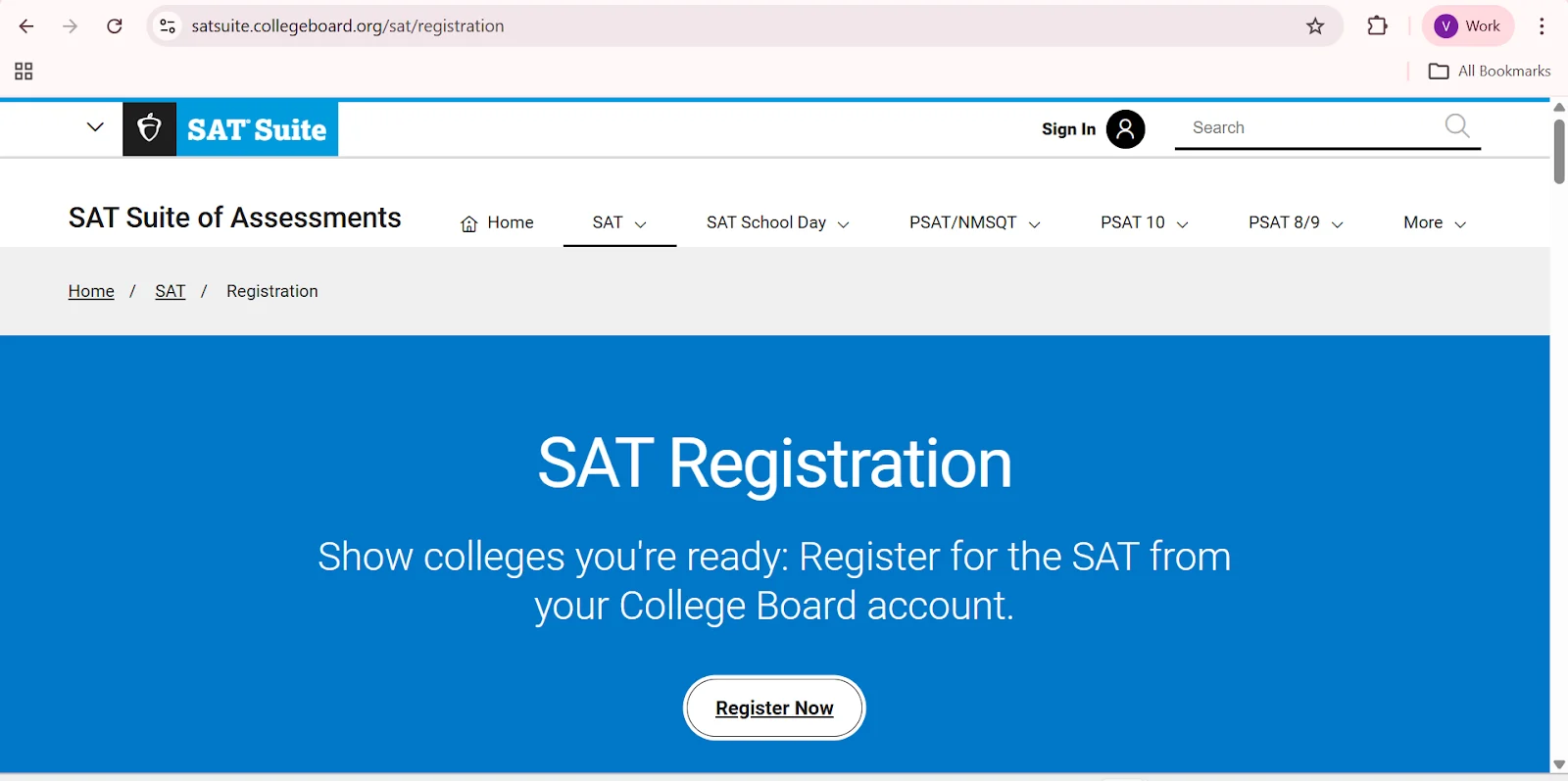 SAT Registration Official Page