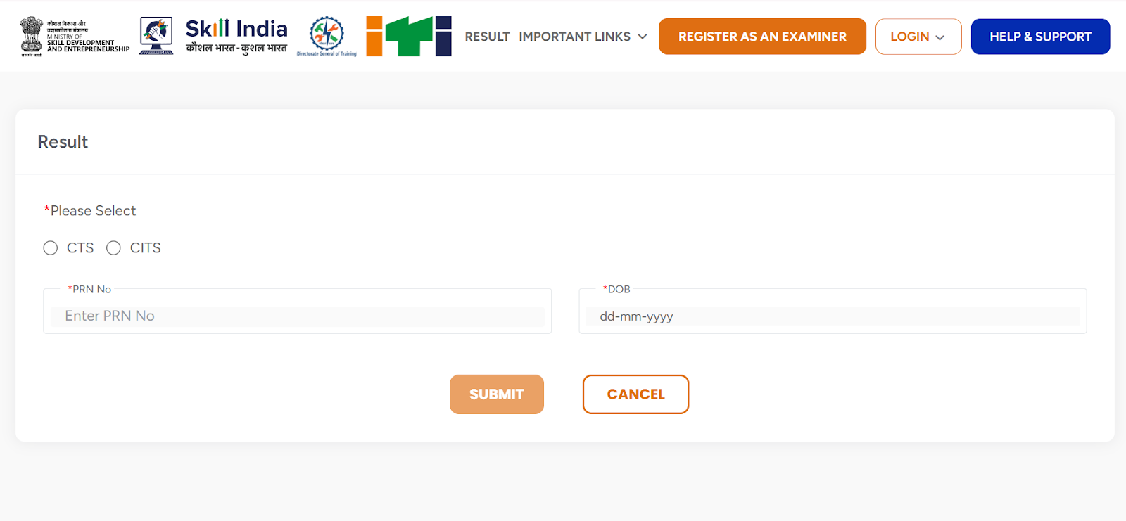 ITI Result Login PAge.png