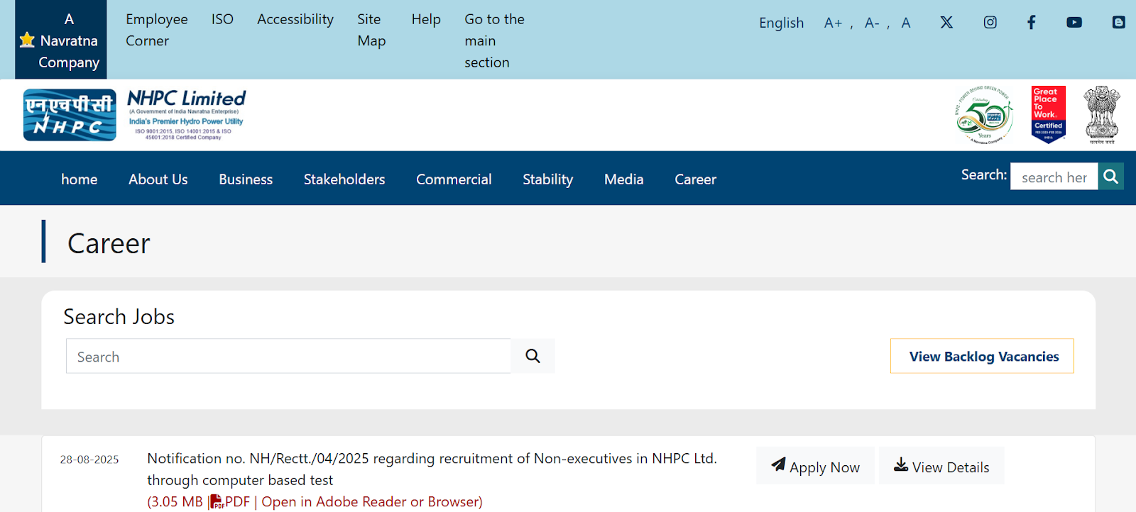 Click on the Career portal.png