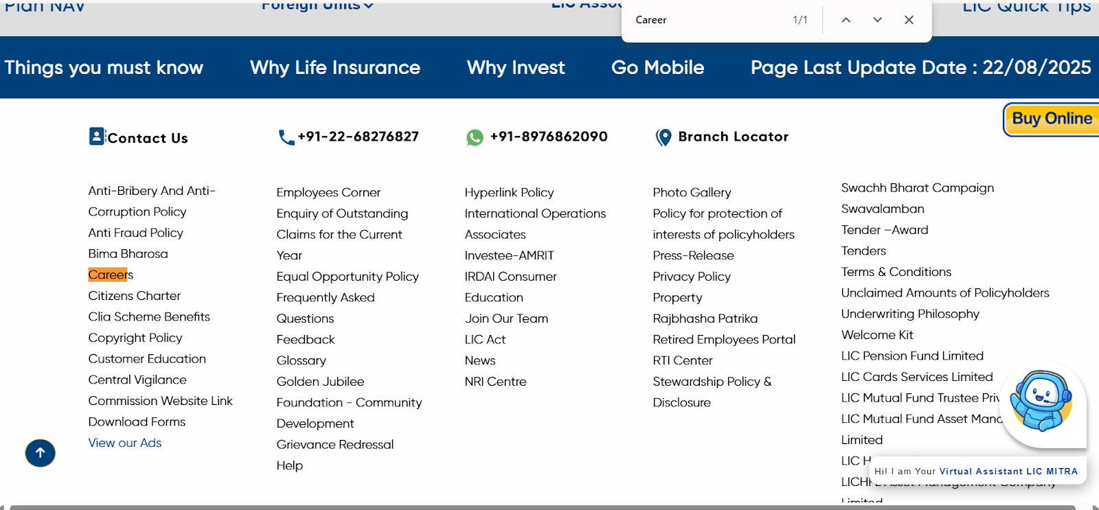LIC website footer with Careers link.png
