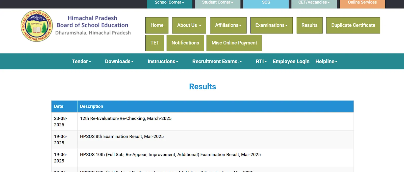 HPBOSE click the results tab.webp