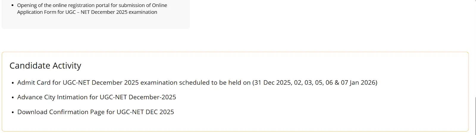 UGC NET Dec 2025 candidate activity details.webp