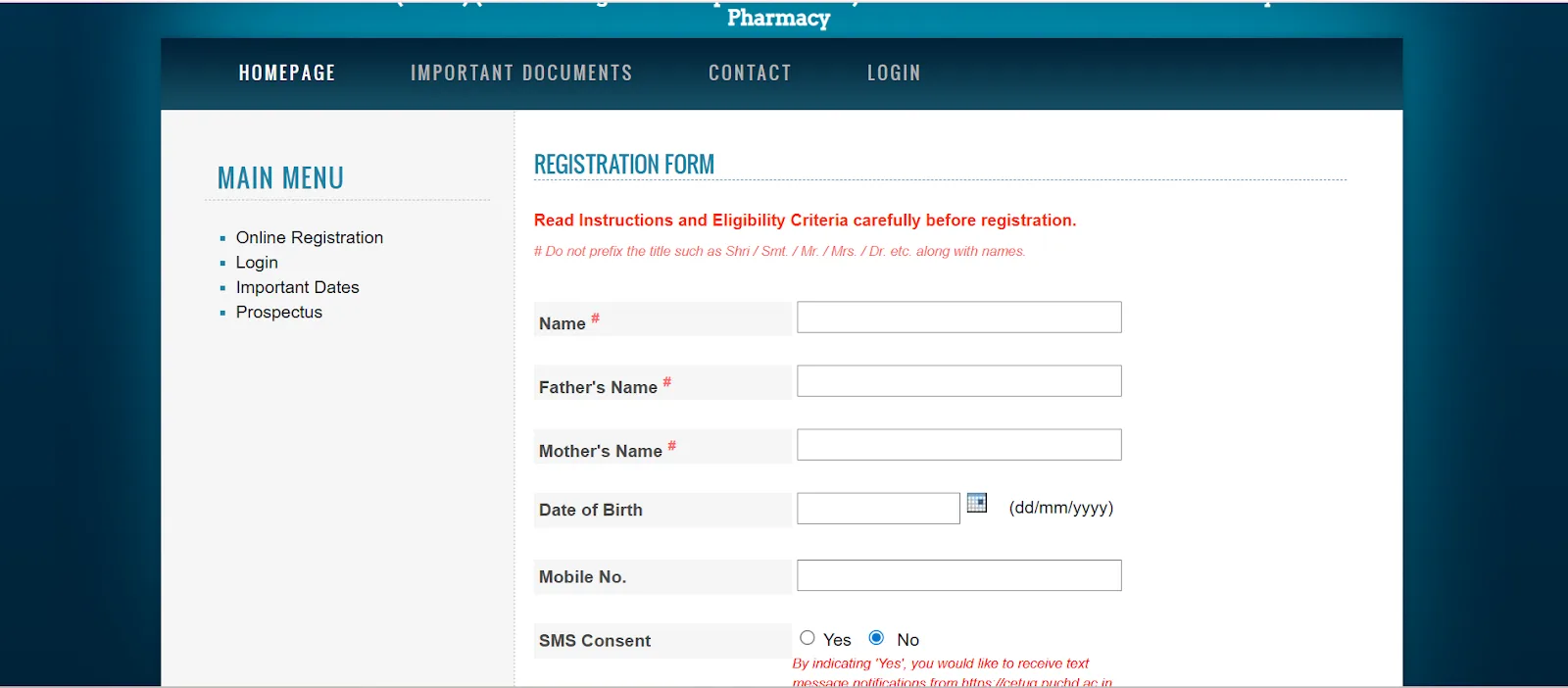registration form page 
