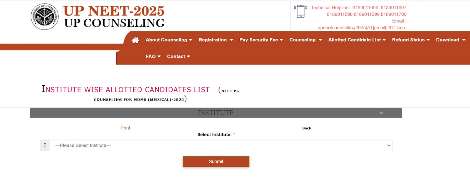UP NEET PG 2025 institute-wise allotted candidates list page.webp