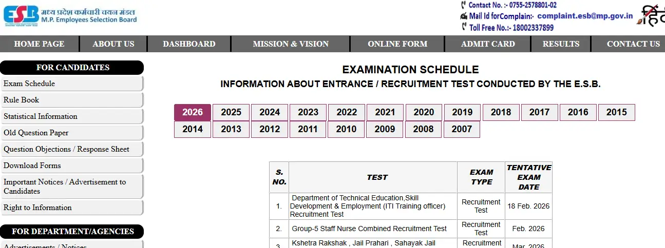 MPESB Go to the Exam Calendar section.webp