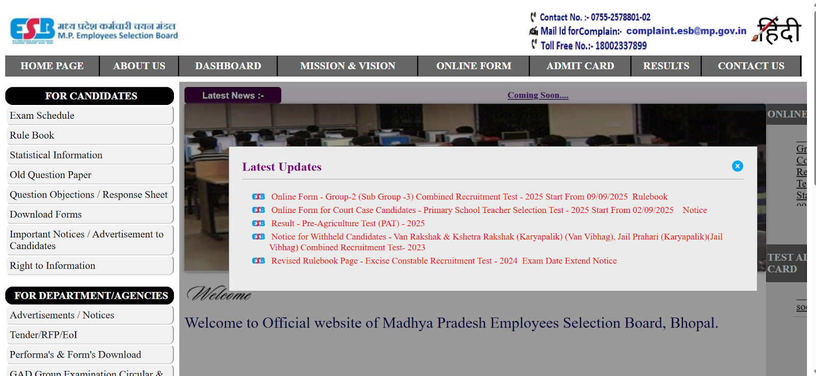 MPESB Latest Updates Page.png