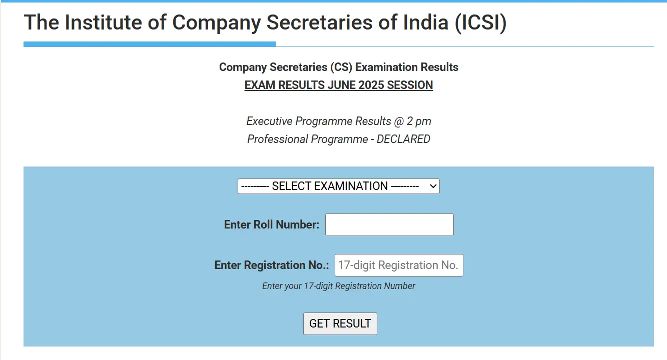ICSI CS June 2025 Exam Results Login Page.webp