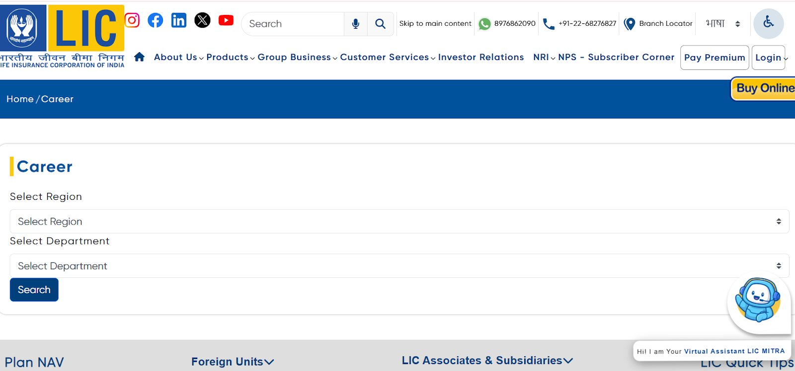 LIC career page online portal.png