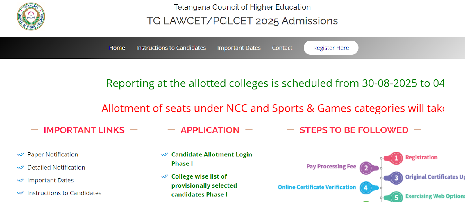 TG LAWCET PGLCET 2025 admissions important links and application process.png