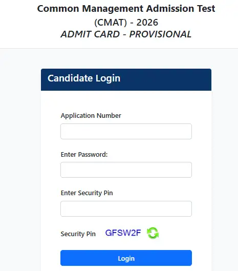 CMAT Admit Card Login Page.webp
