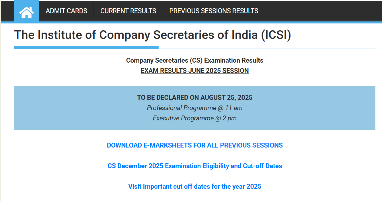 ICSI CS June 2025 Exam Results Time Announcement.png