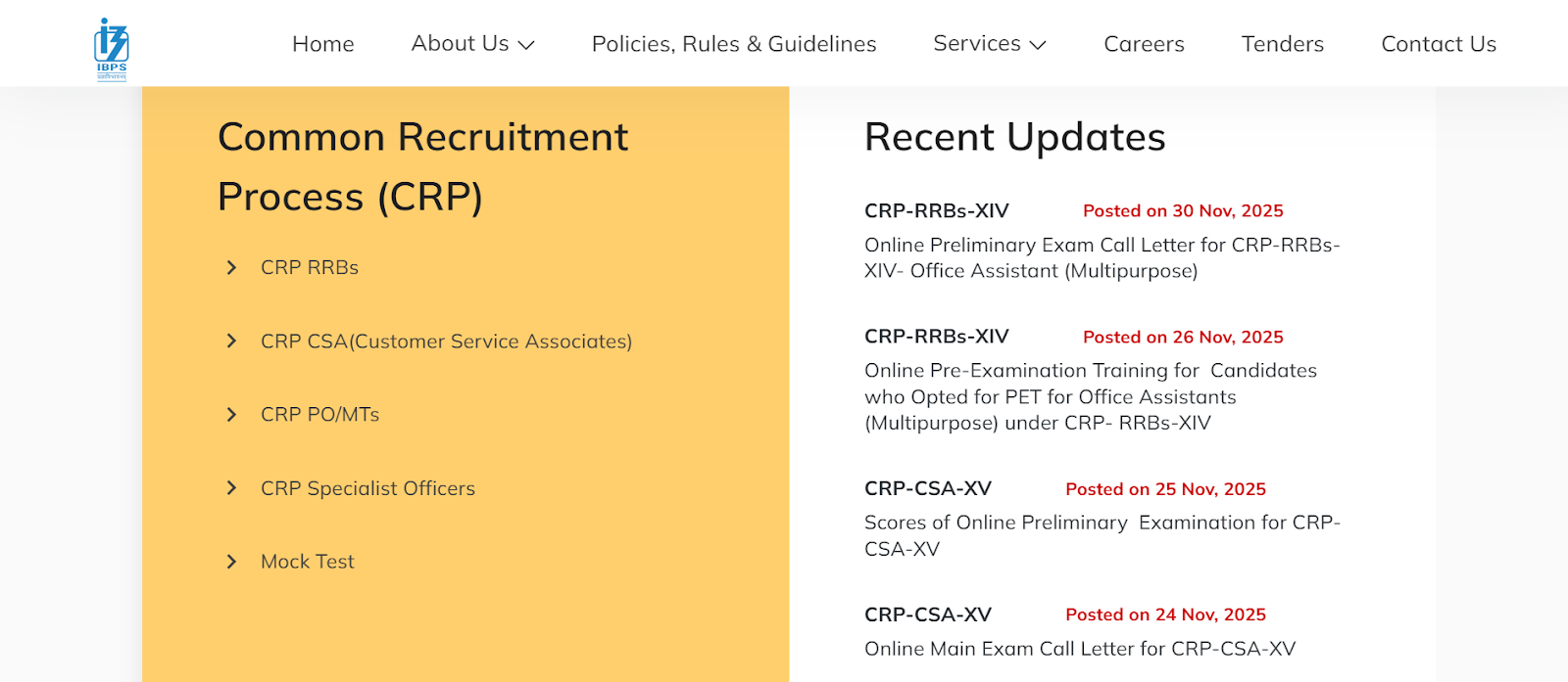 IBPS CRP and Recent Updates Page.png