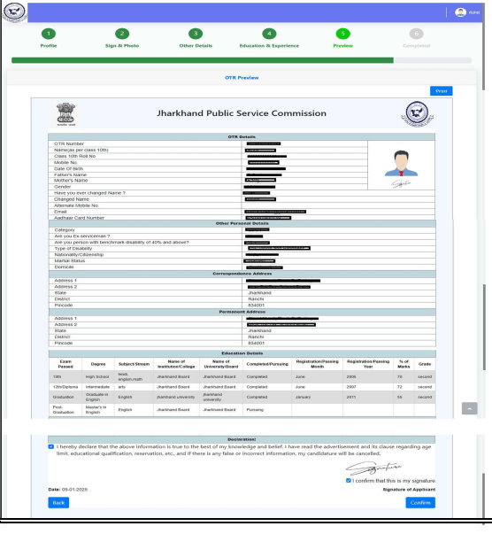 Check your profile tick the declaration and signature boxes click Confirm to submit.webp